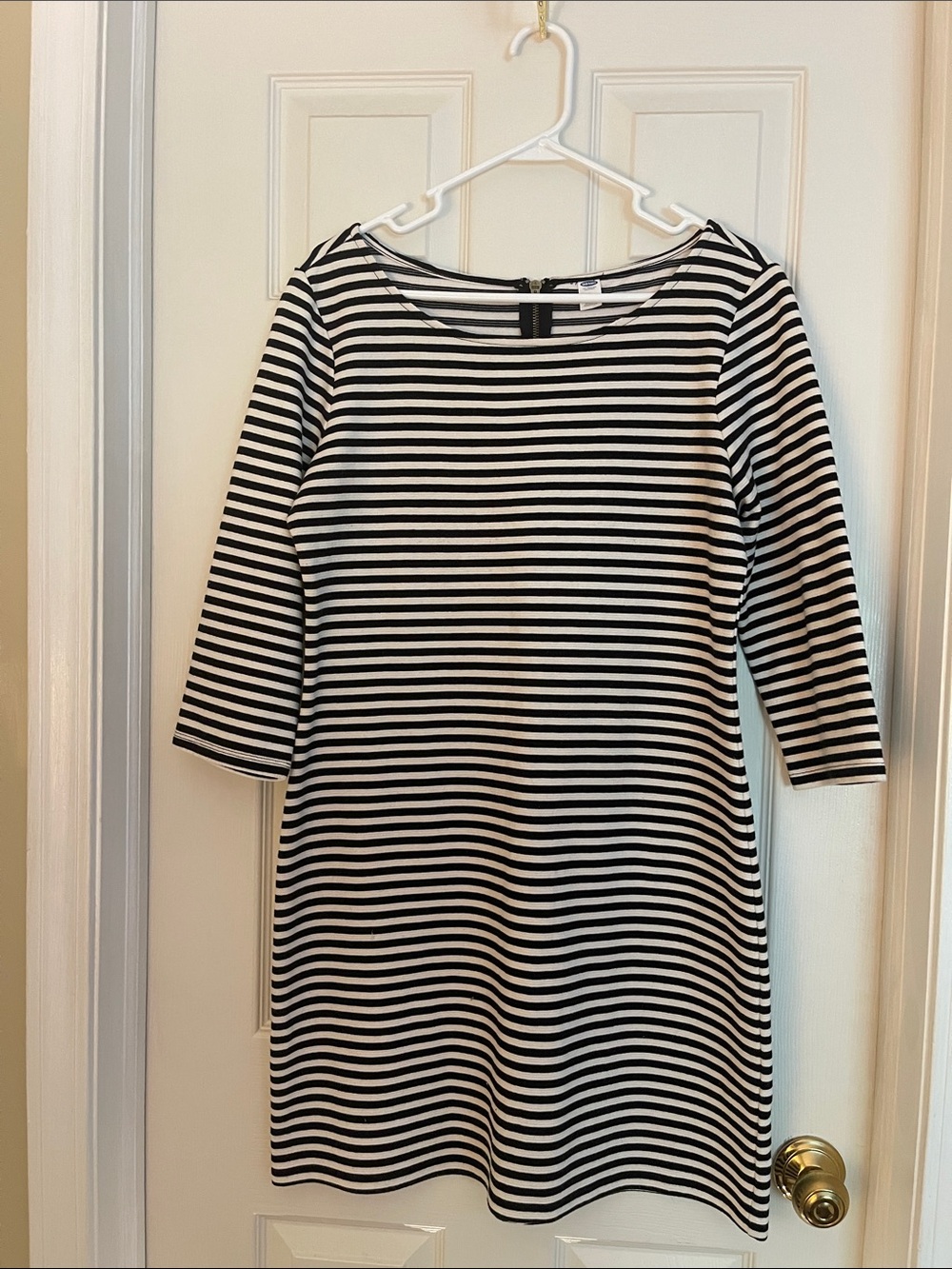 Old Navy Black and White Striped Midi Dress